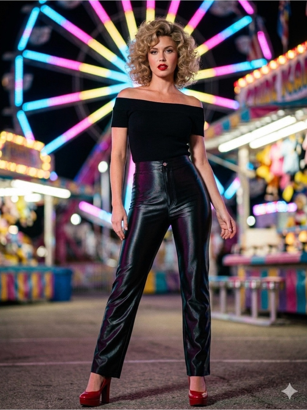 Vintage 70s BOJEANGLES Womens XS/S Shiny Black High-Waisted Disco Pants